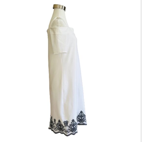 The Limited Dress White Black Embroidery Short Sleeve Summer Dress Small NEW - Picture 4 of 12